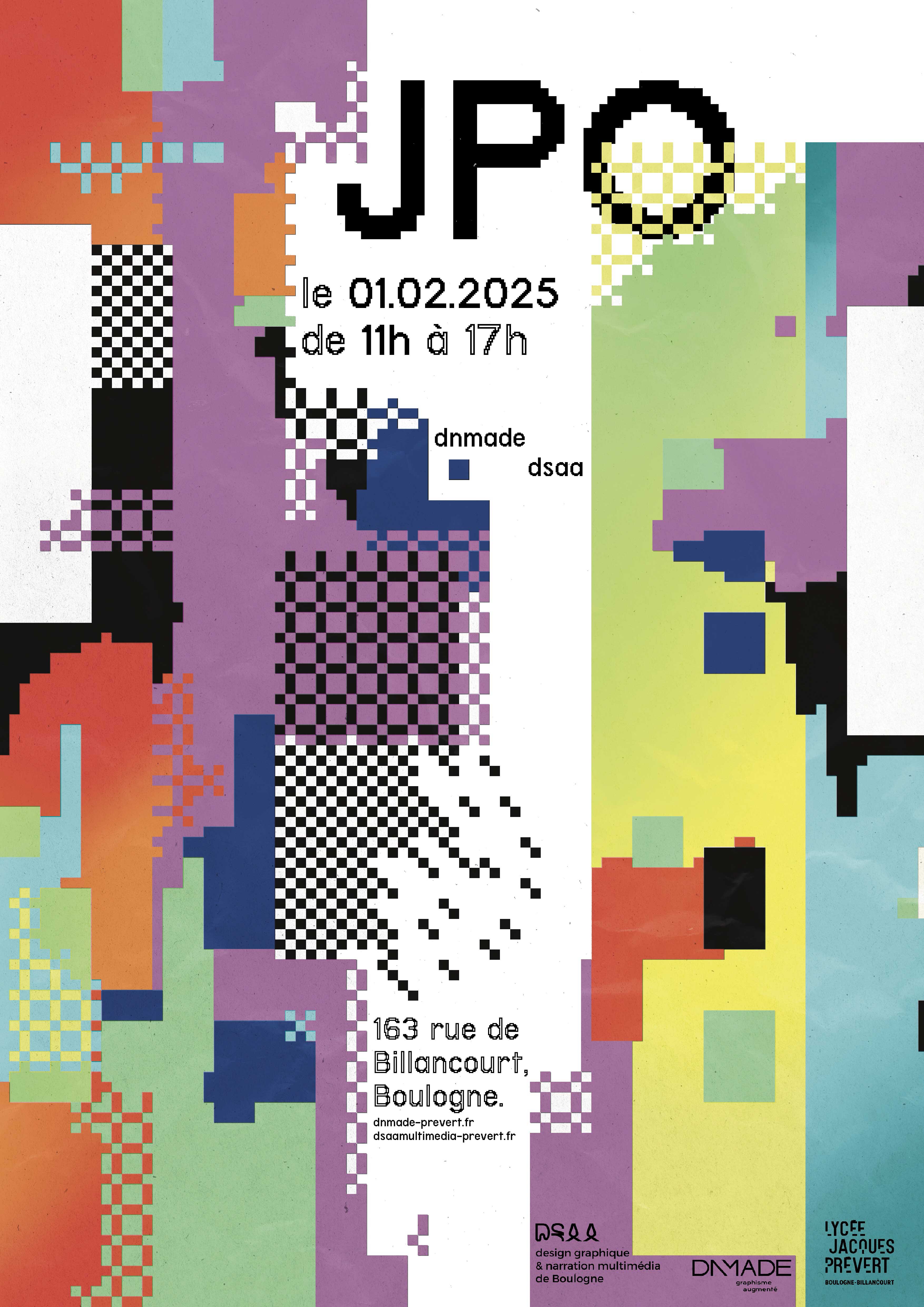 Poster with colorful pixel art